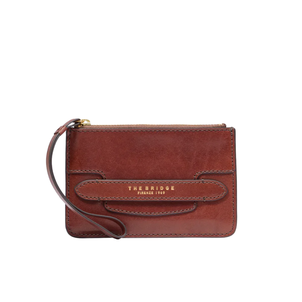 Portafogli The Bridge Lucrezia  in pelle donna piccolo con portamonete - 0180040114 - Marrone/oro