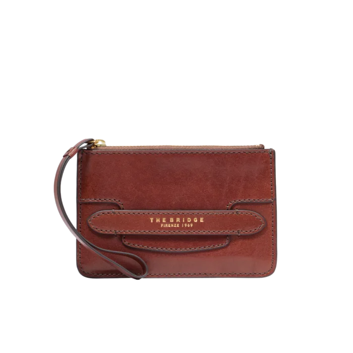 Portafogli The Bridge Lucrezia  in pelle donna piccolo con portamonete - 0180040114 - Marrone/oro