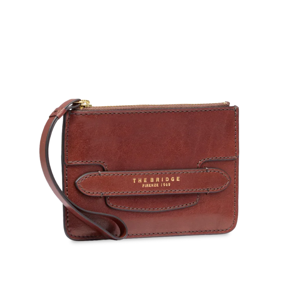 Portafogli The Bridge Lucrezia  in pelle donna piccolo con portamonete - 0180040114 - Marrone/oro - immagine 2