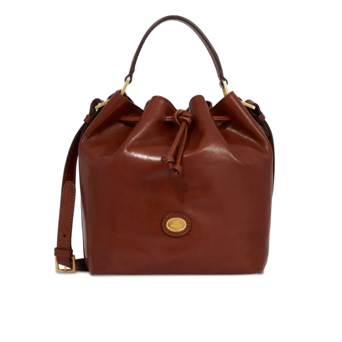 Borsa Story secchiello pelle con tracolla - 0409460114 - Marrone/oro