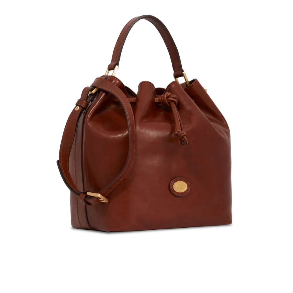 Borsa Story secchiello pelle con tracolla - 0409460114 - Marrone/oro - immagine 2
