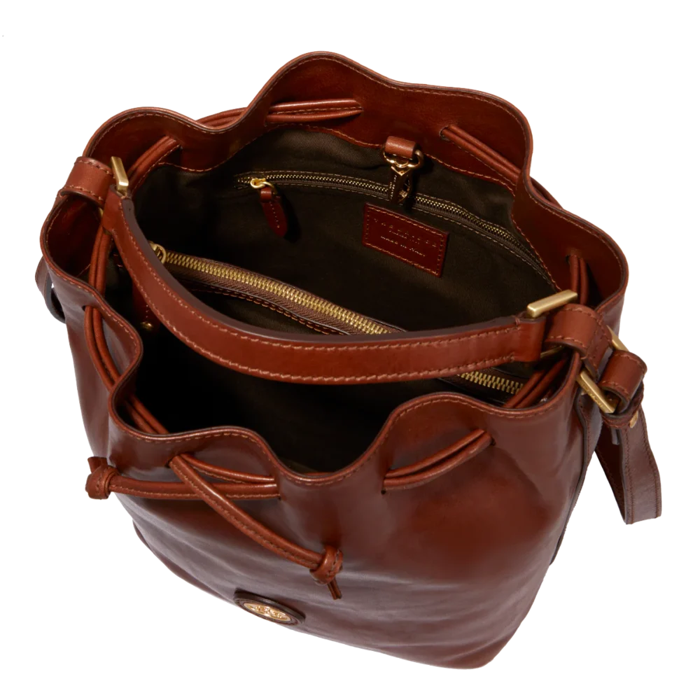 Borsa Story secchiello pelle con tracolla - 0409460114 - Marrone/oro - immagine 4