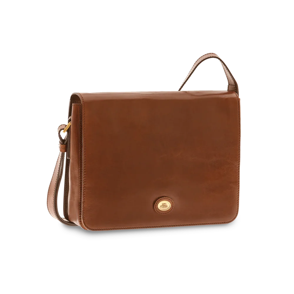 Cartella The Bridge Story in pelle uomo con tracolla - 052757011 - Marrone/oro