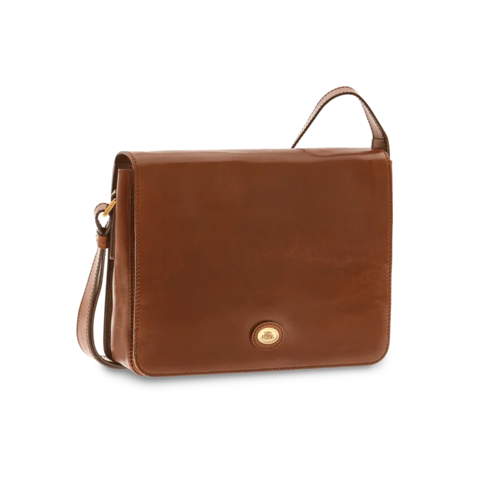 Cartella The Bridge Story in pelle uomo con tracolla - 052757011 - Marrone/oro