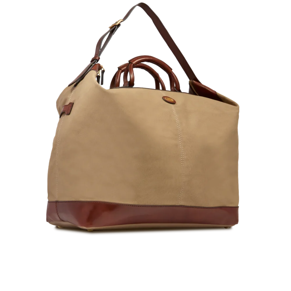 Borsone The Bridge Story viaggio softi in pelle e tessuto big size -070814FU3B - Naturale/marrone/oro - immagine 2