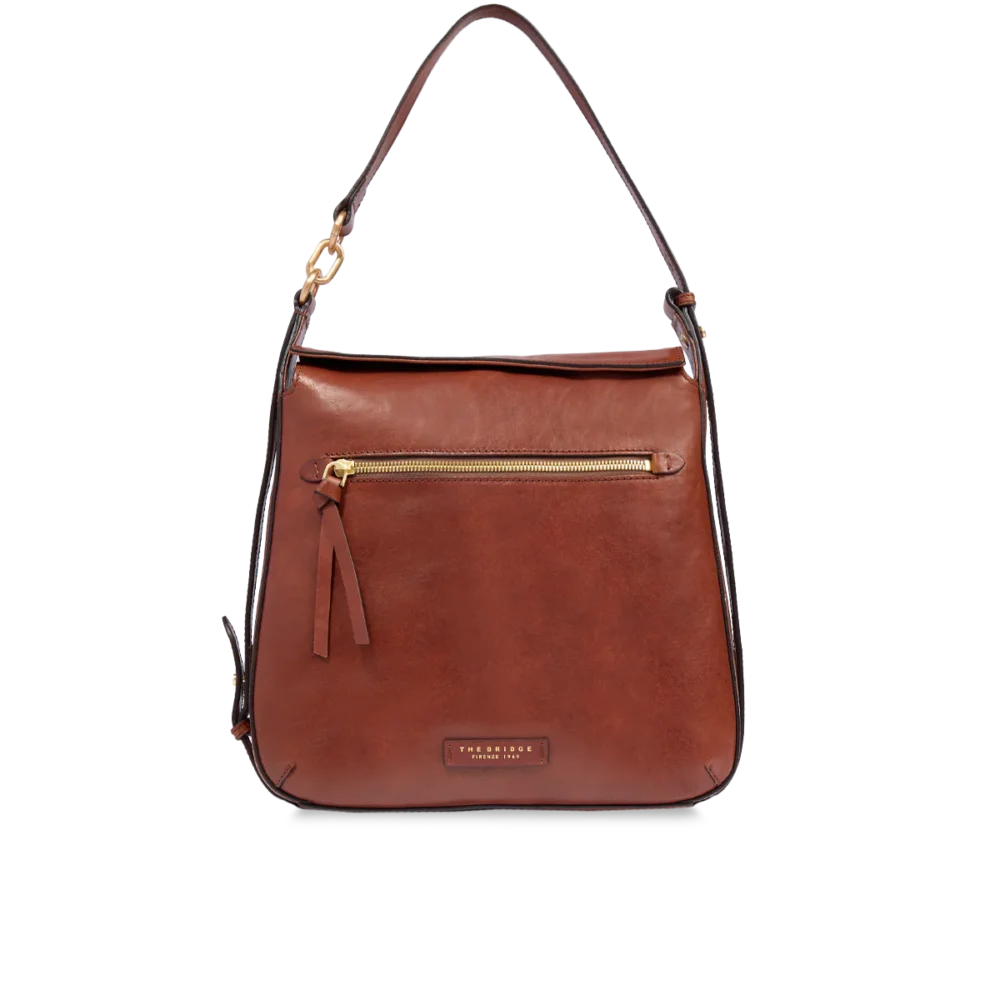 Borsa a spalla The Bridge in pelle con zip frontale - 04572501