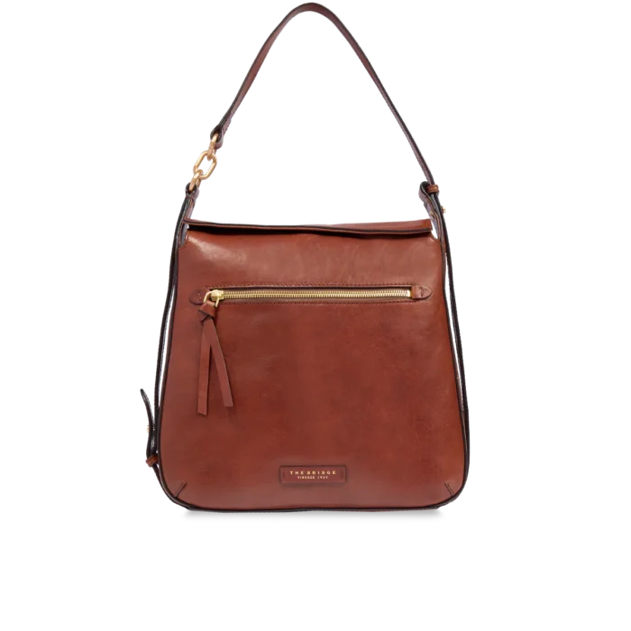 Borsa a spalla The Bridge in pelle con zip frontale - 04572501