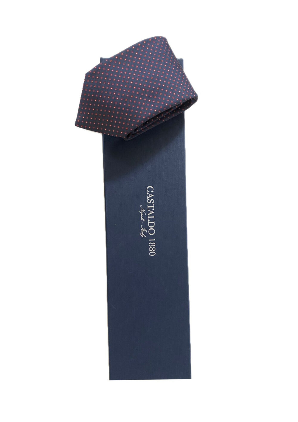 Cravatta a pallini blu e rossa - Castaldo 1880 - 100% seta - immagine 3