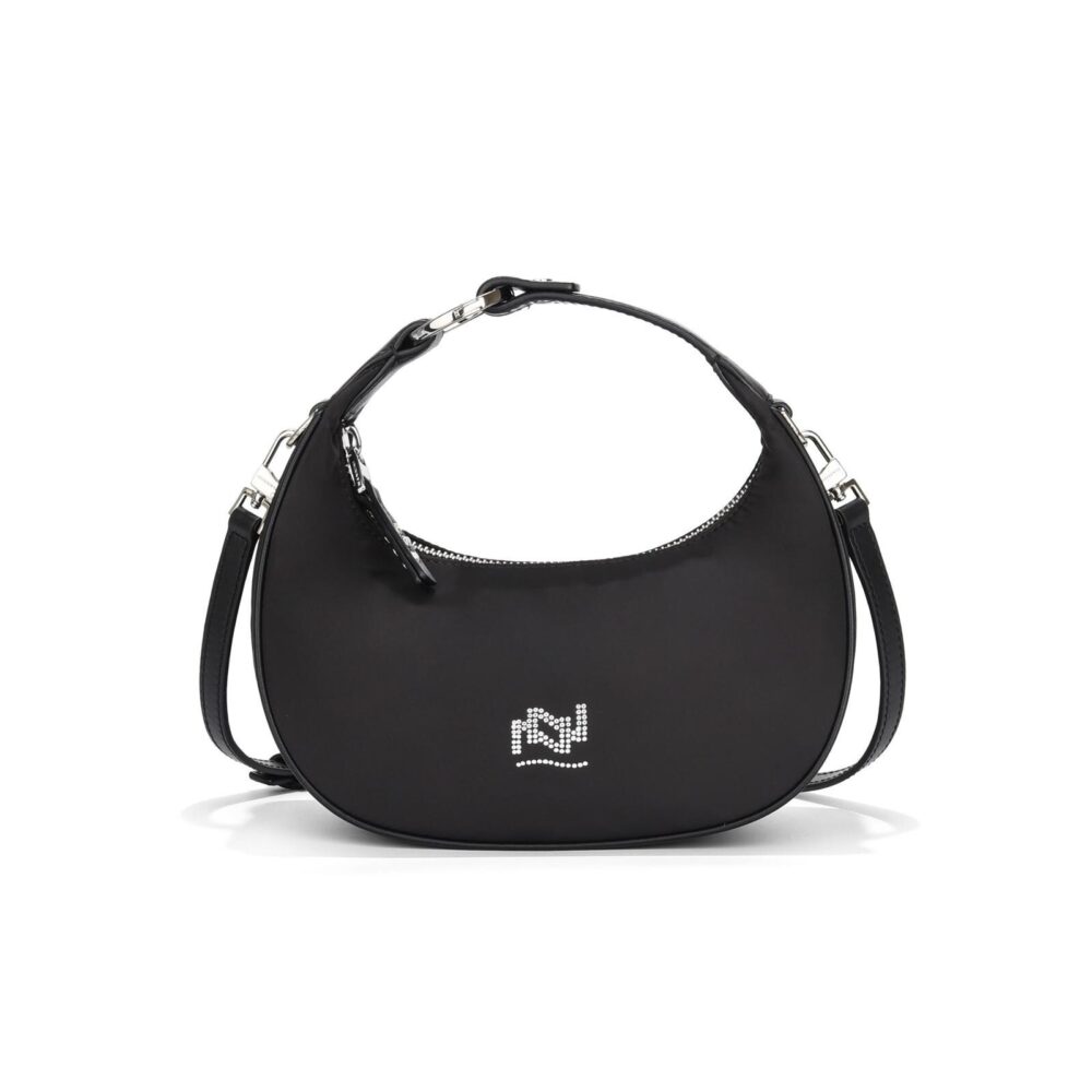 Borsa Nannini Moneta - 18408A Nero - Nylon e Pelle - Tracolla Ramovibile