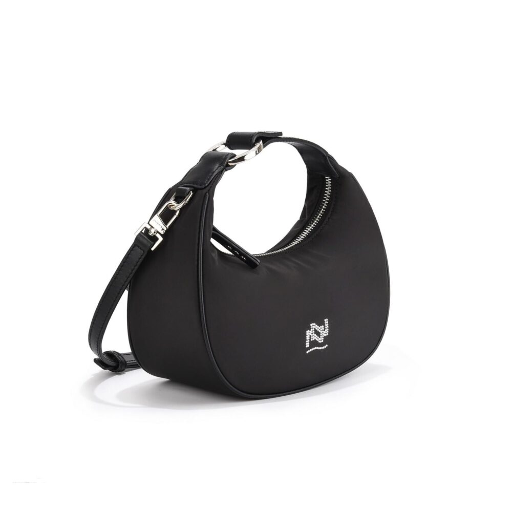 Borsa Nannini Moneta - 18408A Nero - Nylon e Pelle - Tracolla Ramovibile - immagine 3