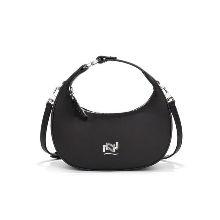 Borsa Nannini Moneta - 18408A Nero - Nylon e Pelle - Tracolla Ramovibile