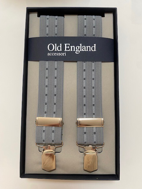 Bretelle elastiche con inserti in vera pelle - Old England - Grigio - 95B-VAR196