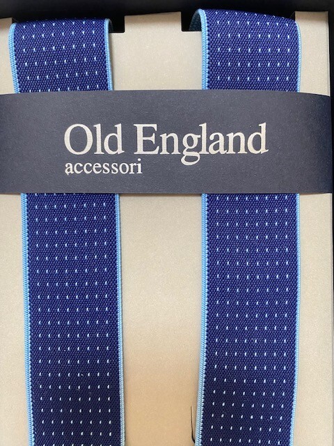 Bretelle elastiche con inserti in vera pelle - Old England - Blu - 95B - VAR259