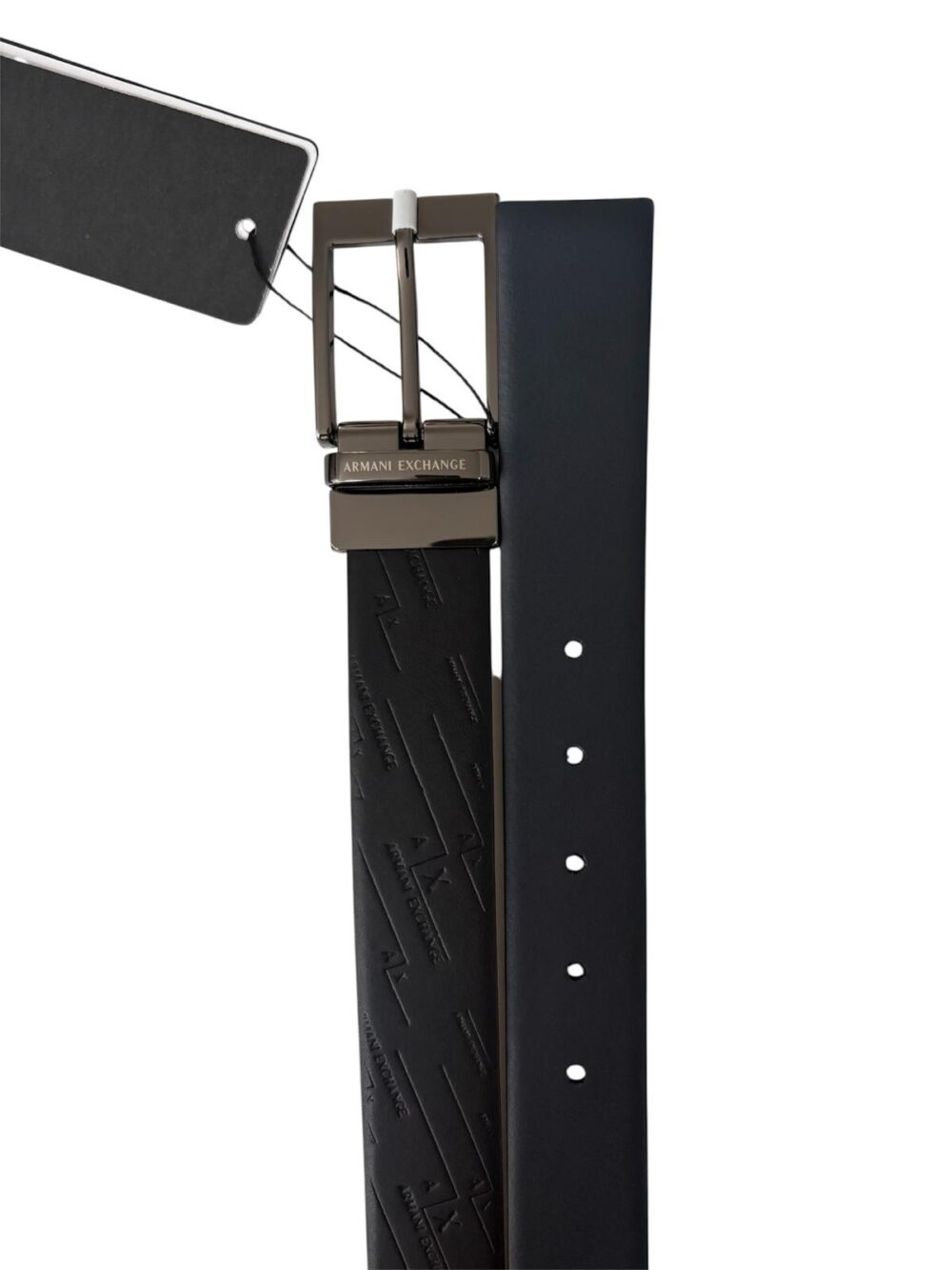 Cintura Armani Exchange - Vera pelle logata - Nero/ blu - Reversibile - immagine 3