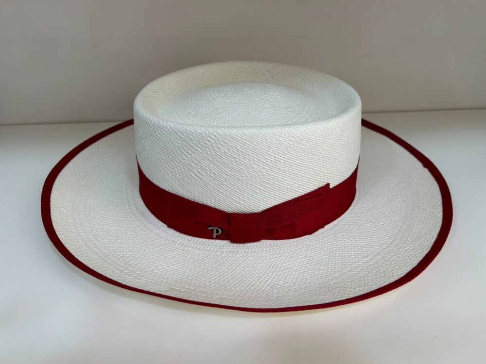 Cappello Panama Panizza Donna Svasato a Campana - Nastro, Fiocco - Bianco