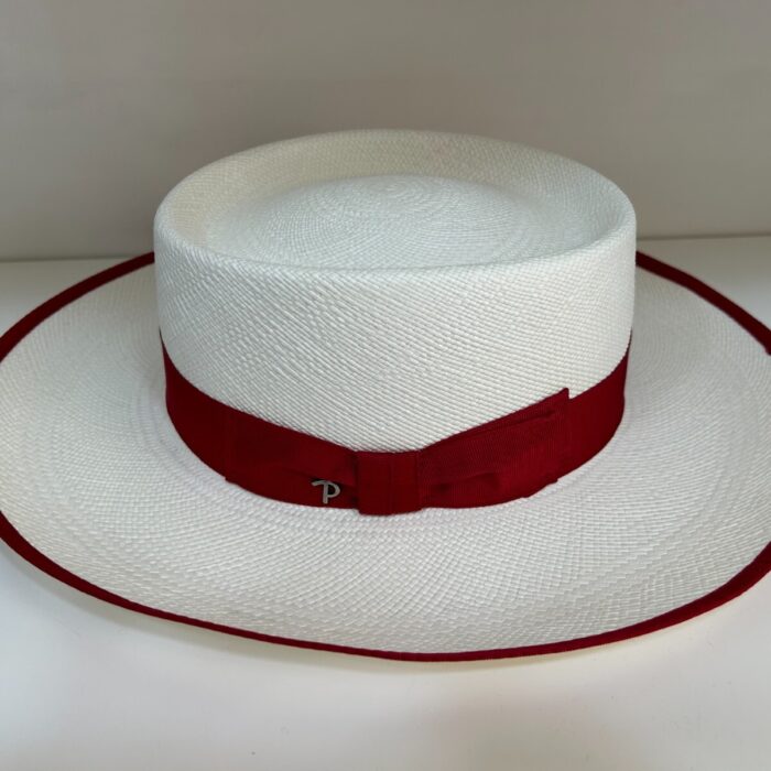 Cappello Panama Panizza Donna Svasato a Campana - Nastro, Fiocco - Bianco