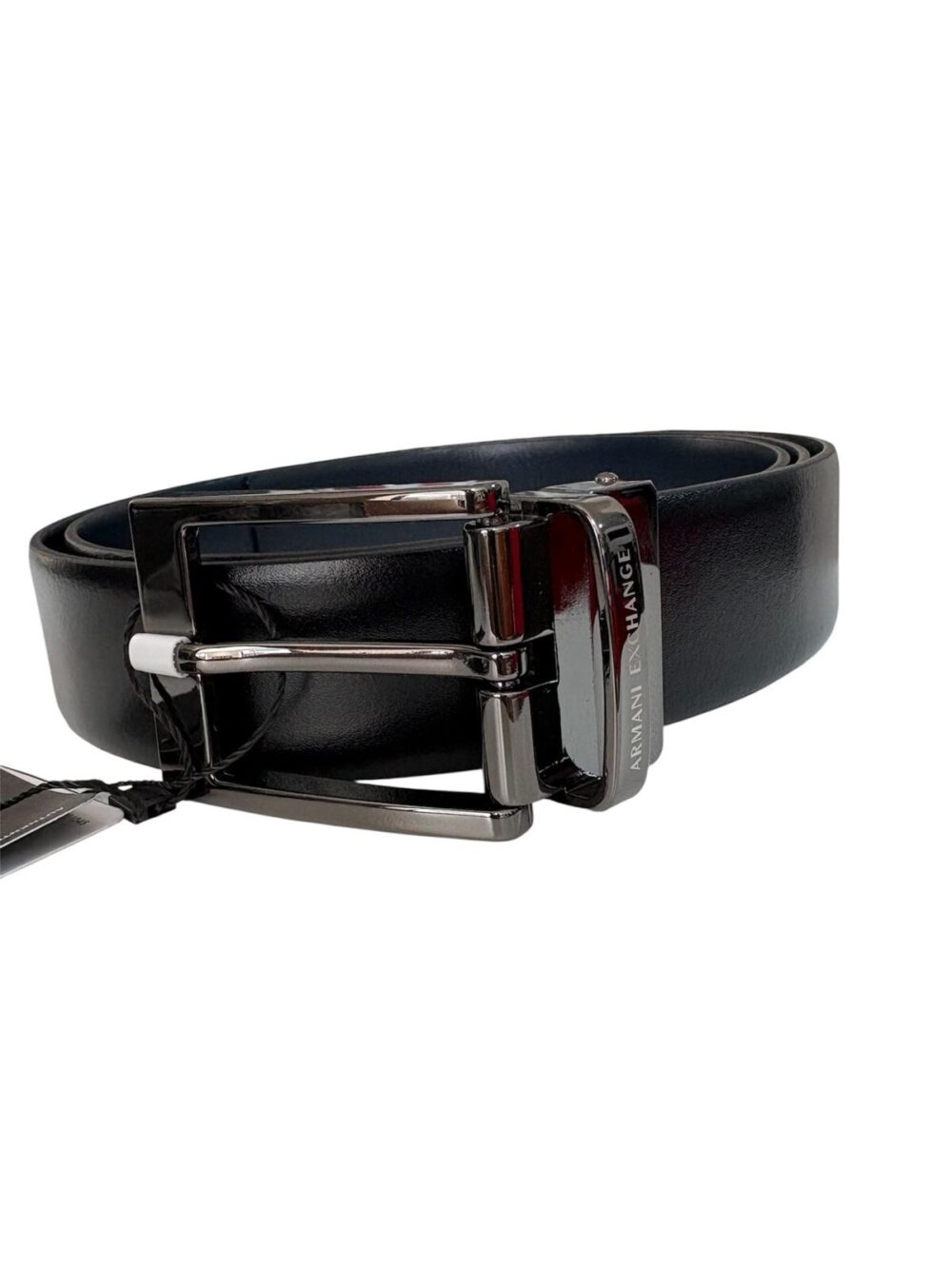 Cintura Armani Exchange - Vera pelle  - Nero/ blu - Reversibile
