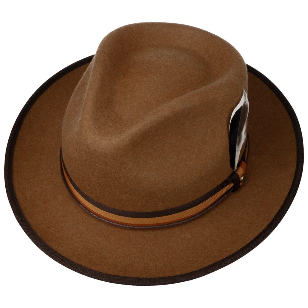 Cappello Fedora Stetson - Feltro in lana - Con piume