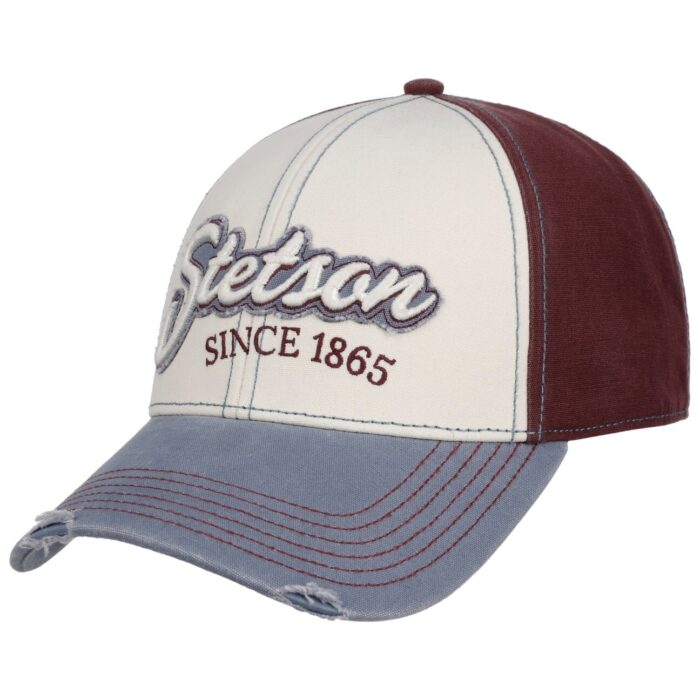 Cappellino Stetson - Tricolour Vintage Distressed - Cotone - Regolabile - 64159 - Bordeaux