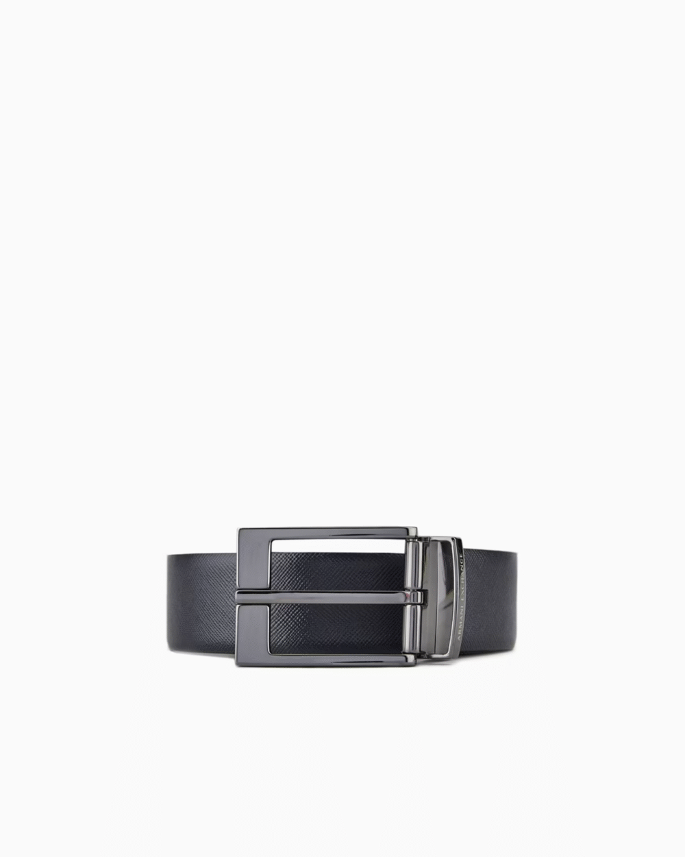 Cintura Armani Exchange - Vera pelle saffiano - Nero/ blu - Reversibile