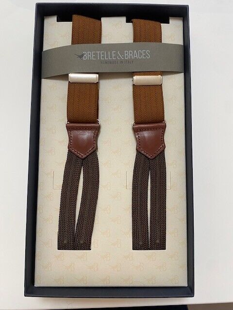 Bretelle elastiche con inserti in vera pelle - Castaldo 1880 - Ruggine - 1206 - VAR151